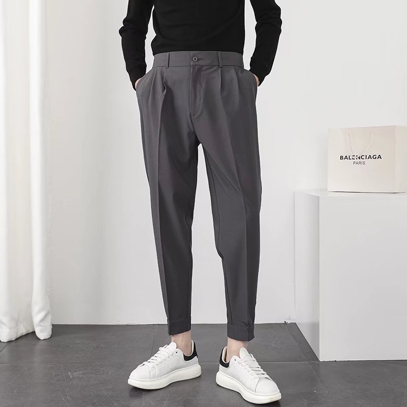 Men's Solid Velcro Cuff Trousers
