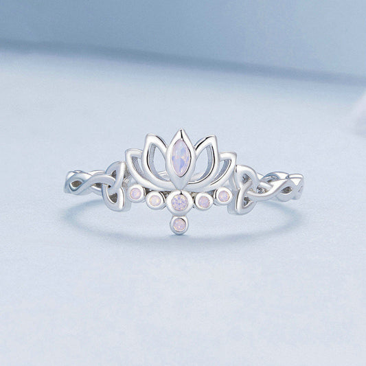 S925 Silver Summer Lotus Ladies Ring