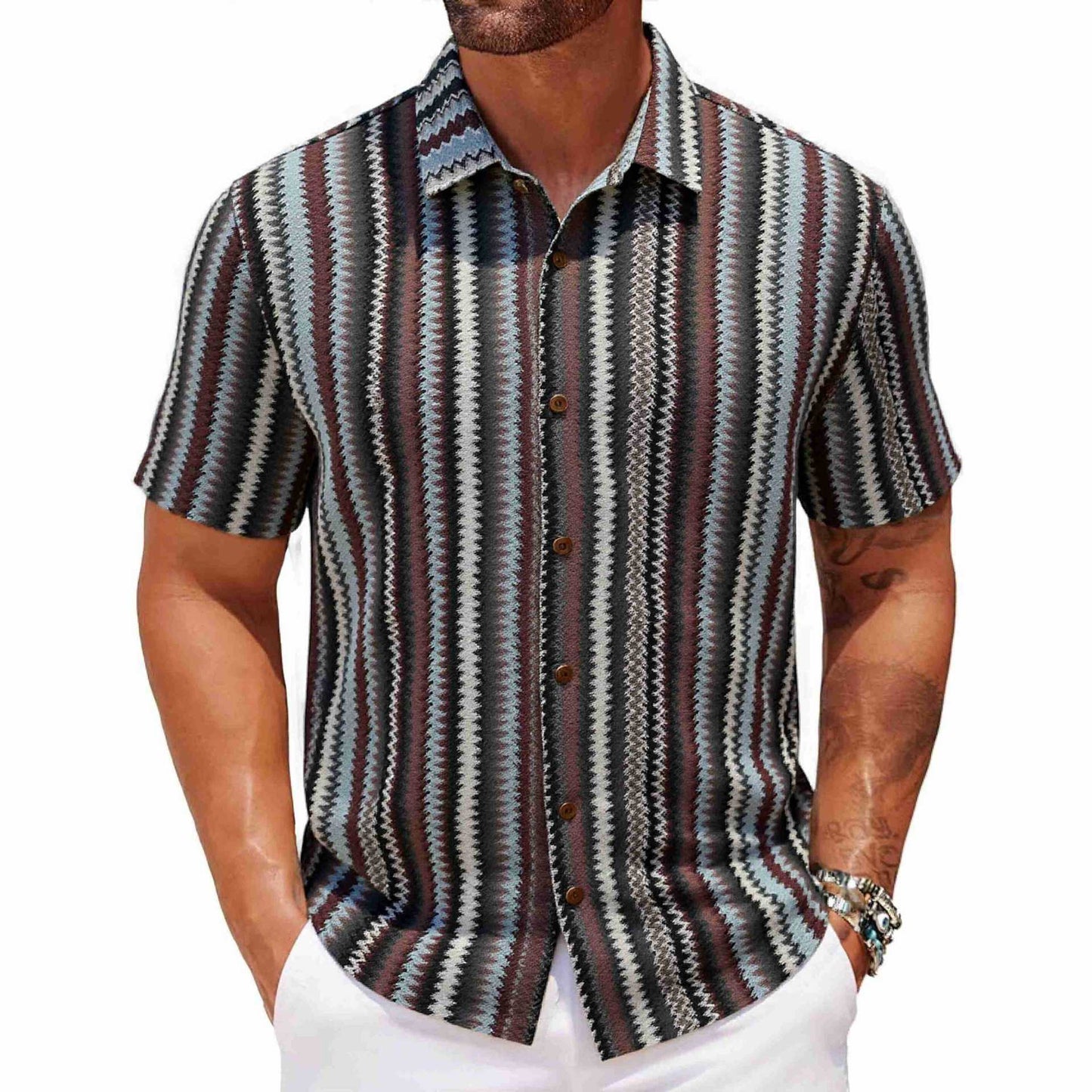 Men's Summer Ethnic Striped Shirt
