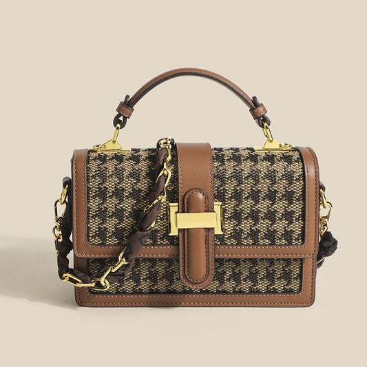 Plaid Chain Crossbody Bag