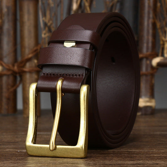 Men's Leather Pin Buckle Cowhide Belt