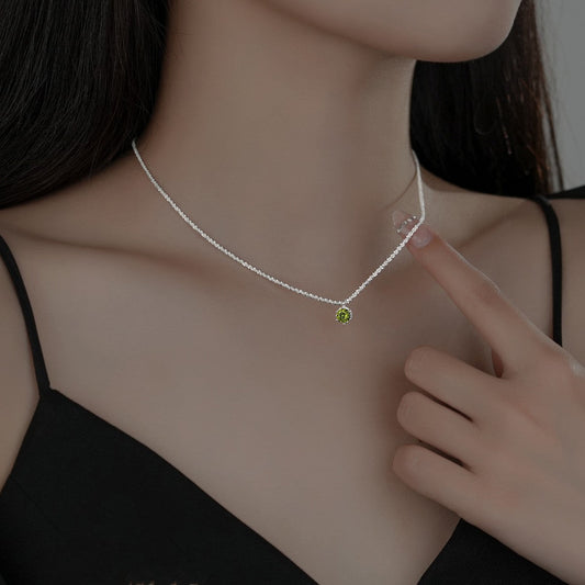 S925 Silver Olive Green Zirconia Collar