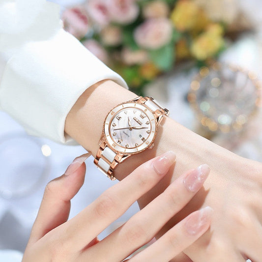 Ceramic Electronic Quartz OLEVS Watch Women