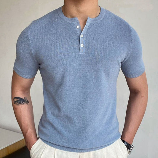 Round Neck Woolen Short Sleeve Shirt