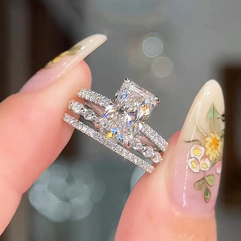 S925 Silver Ice Zircon Ring