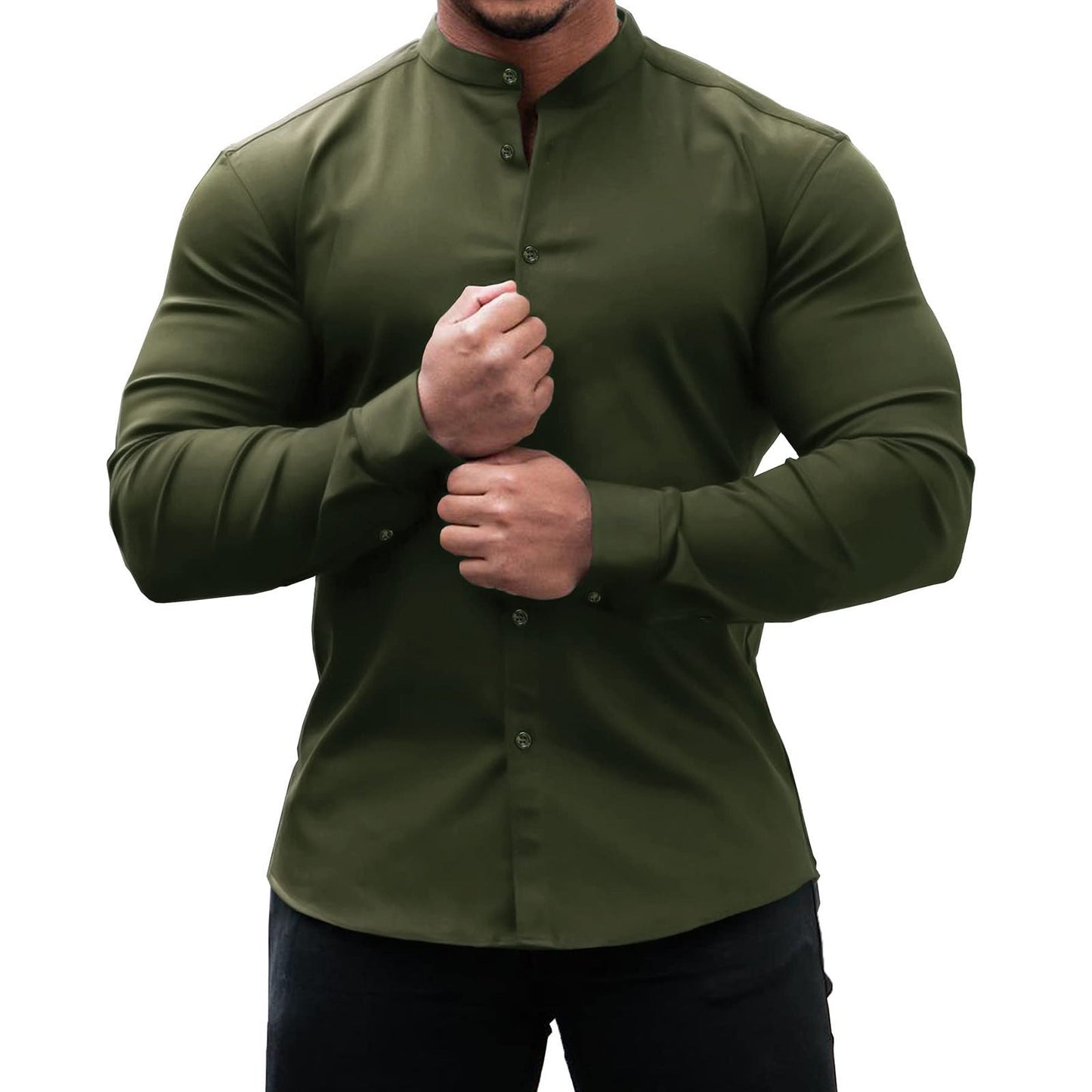 Men’s Long Sleeve Slim Button Shirt