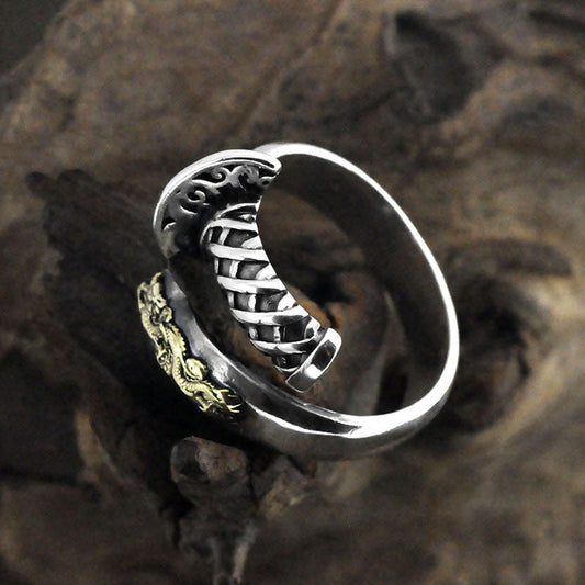 S925 Vintage Samurai Silver Ring
