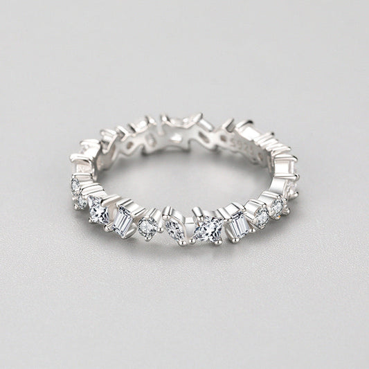 S925 Silver Irregular Diamond Ring