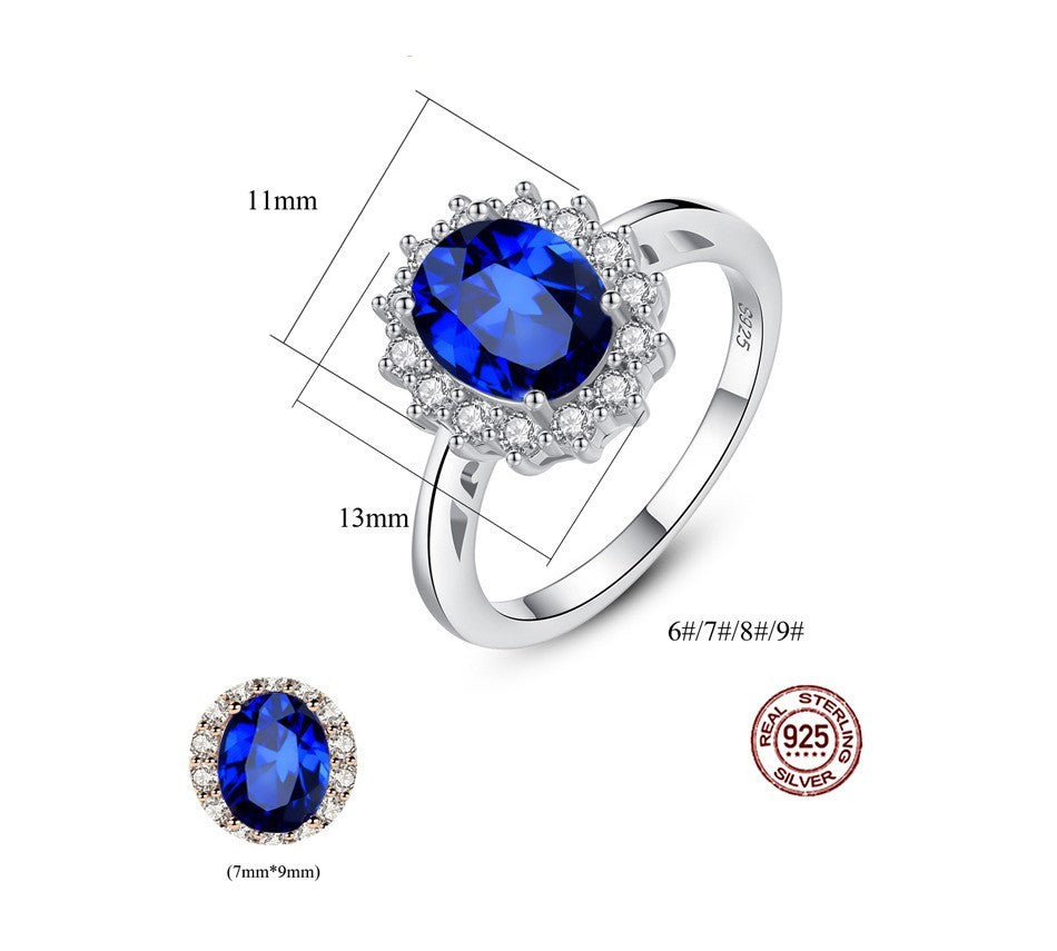S925 Silver Royal blue ring