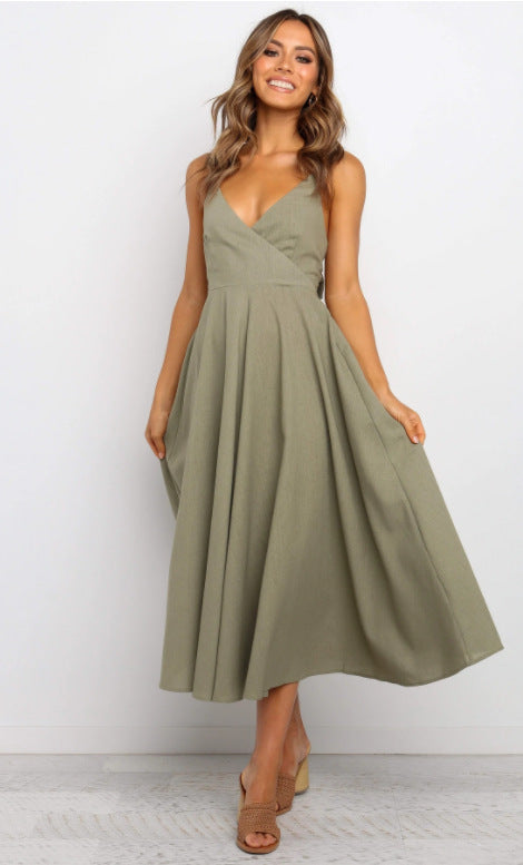 Edgy Stitching V-Neck Dress