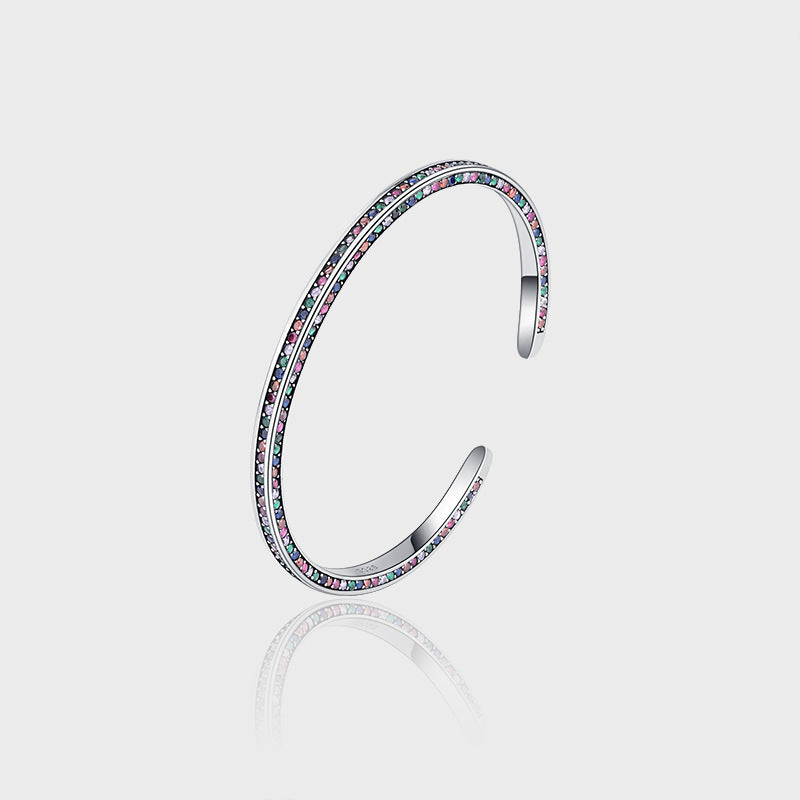 S925 Silver Rainbow Zircon Bracelet — Delicate Luxury