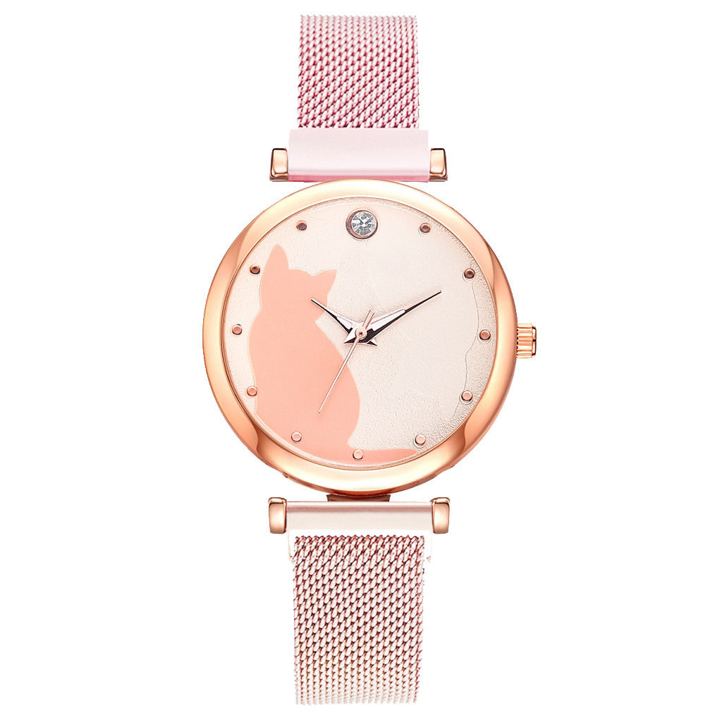 Cat Quartz Watch Bracelet Set