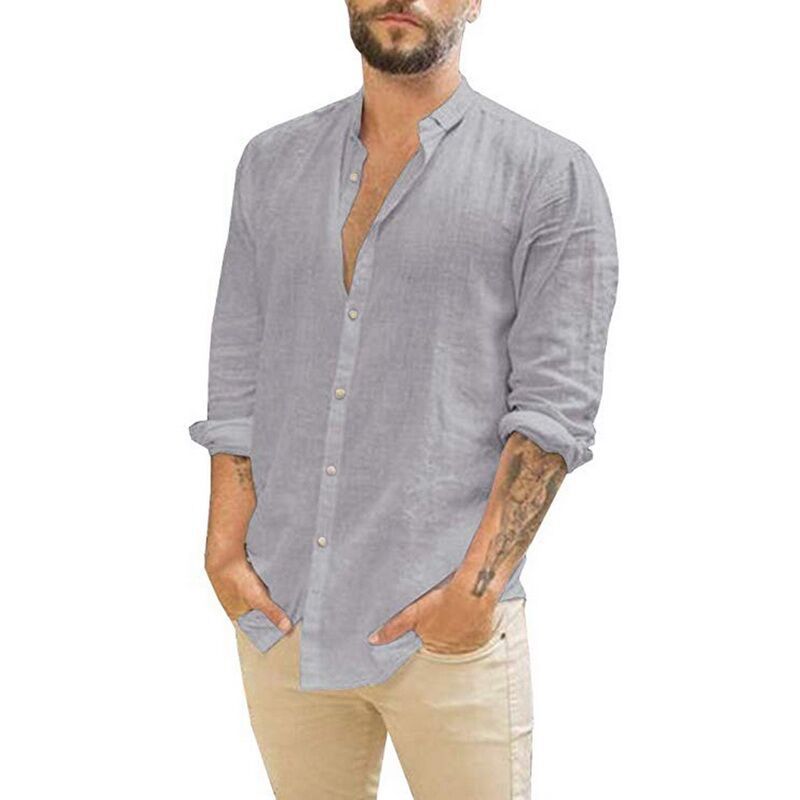 Hot Solid Color Stand Collar Shirt