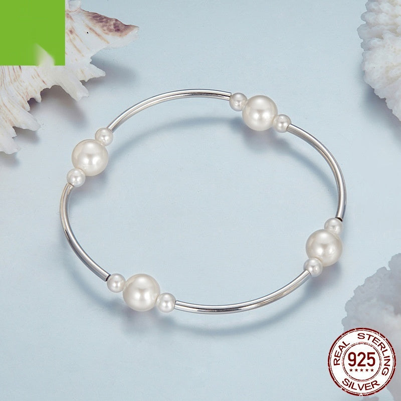 S925 Silver Shell Pearl Bracelet