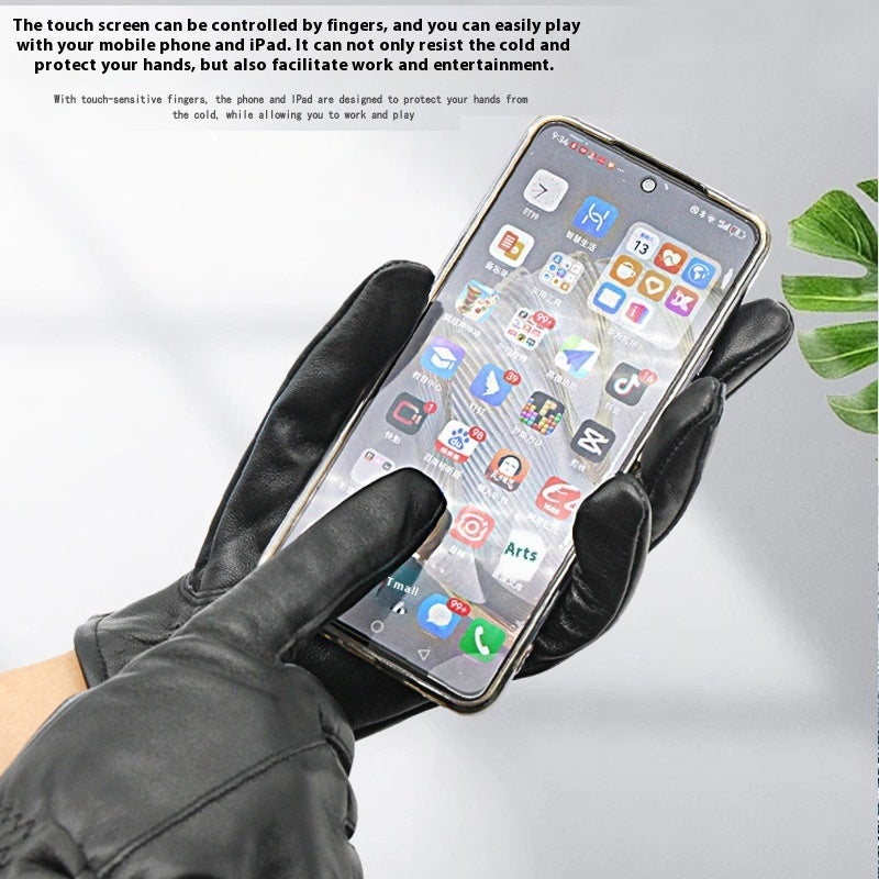 Women’s Leather Fleece-lined Touchscreen Gloves