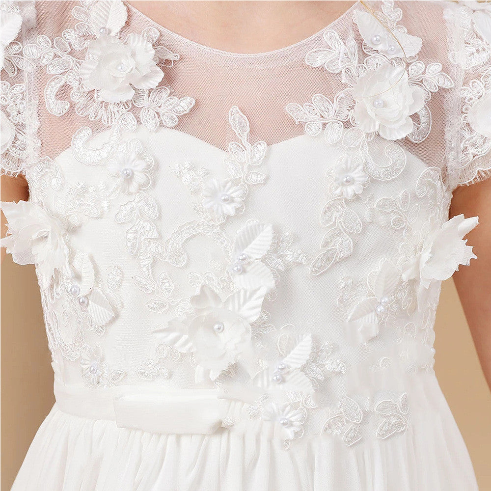 Kids White Flower Girl Dress