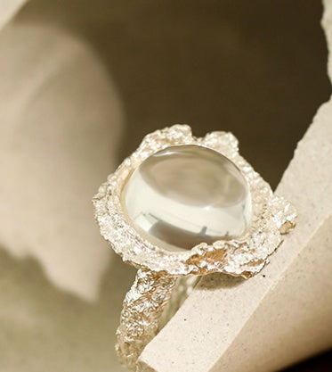 S925 Silver Crystal Moonstone Ring