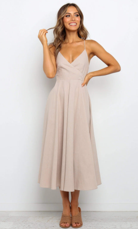 Edgy Stitching V-Neck Dress