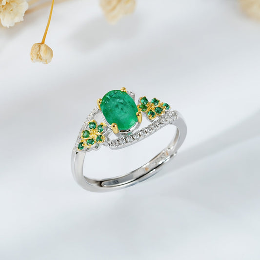 S925 Silver Elegant Emerald Ring