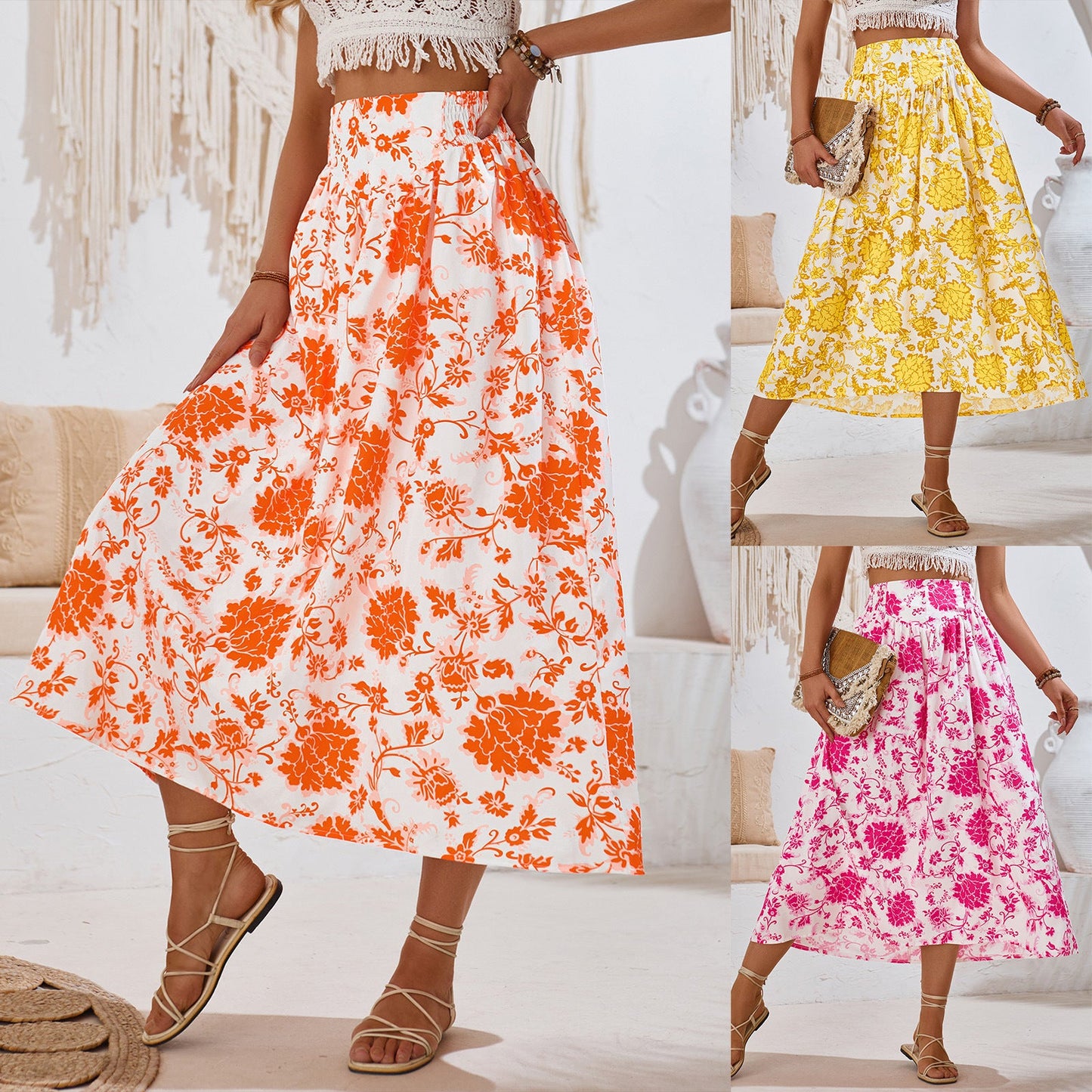 Casual Printed Waist-Tight Skirt