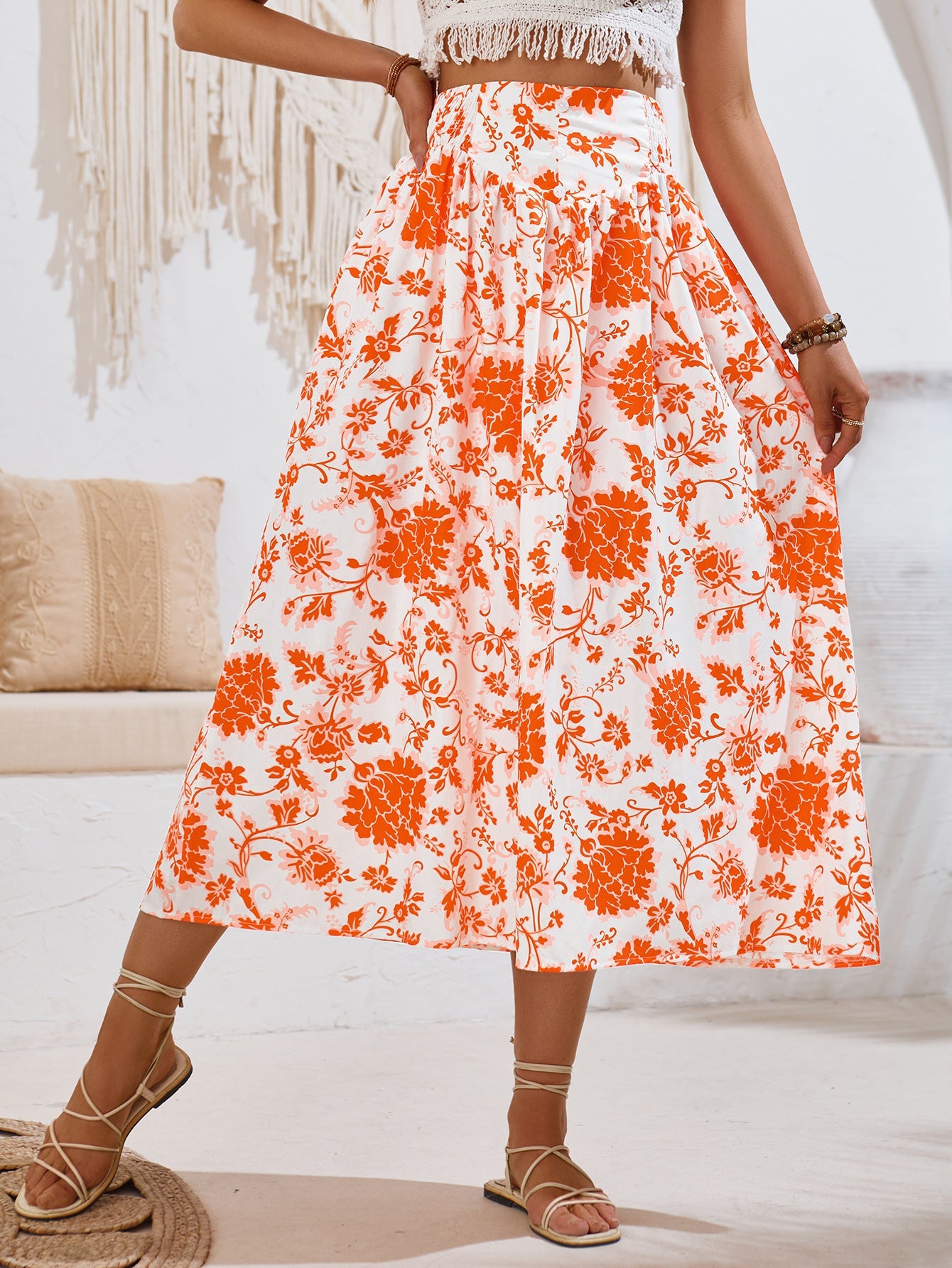 Casual Printed Waist-Tight Skirt