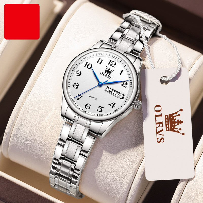 Aged Men's Waterproof Steel Calendar Watch