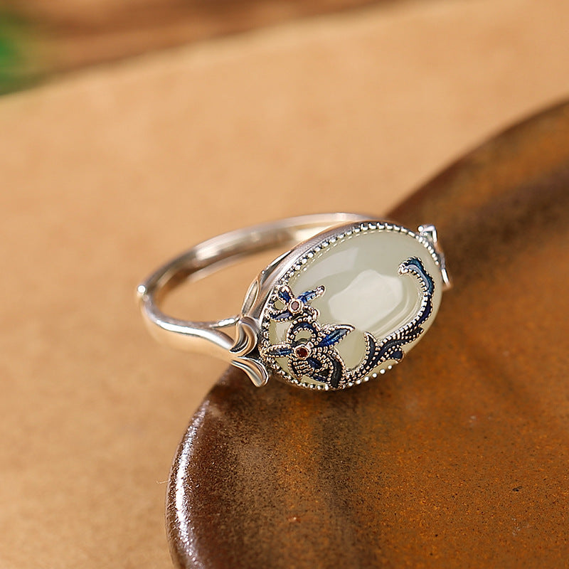 S925 Silver Hetian Jade Ring