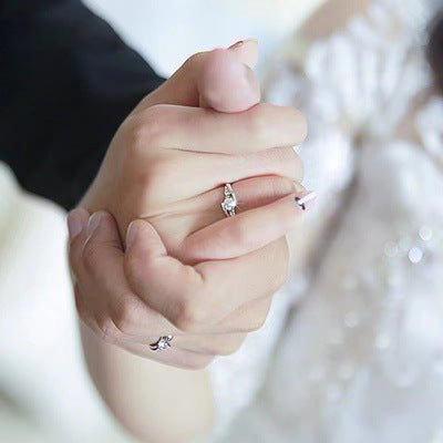 S925 Silver Moissanite Couple Ring