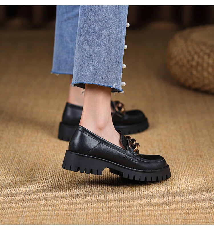 Retro Platform Loafers for Women