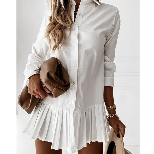 Modern Pleated Shirt Dress