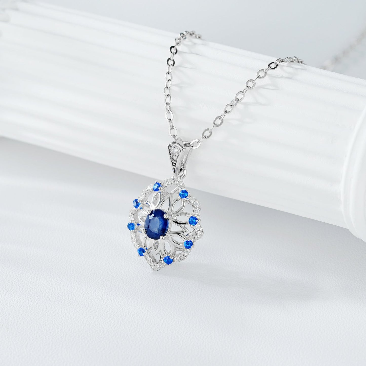 S925 Silver Natural Sapphire Pendant