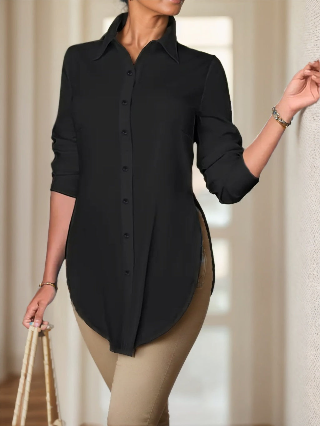 Split Front Button Shirt