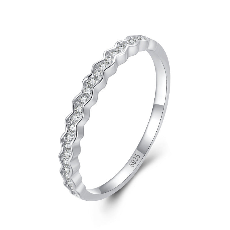 S925 Silver Micro-Set Geometric Ring