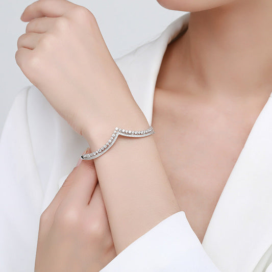 S925 Silver Women’s V-Crown Bracelet