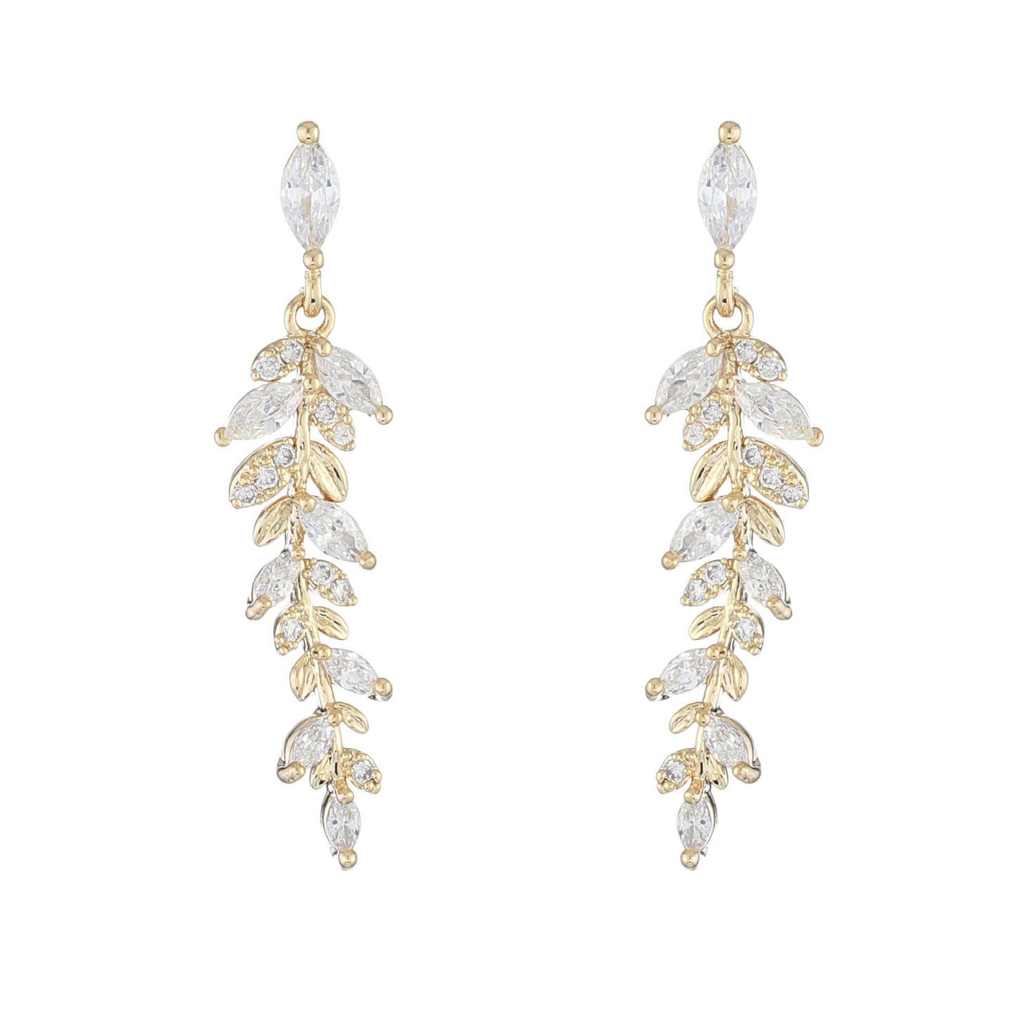 S925 Silver Micro-set Zirconia Leaf Earrings