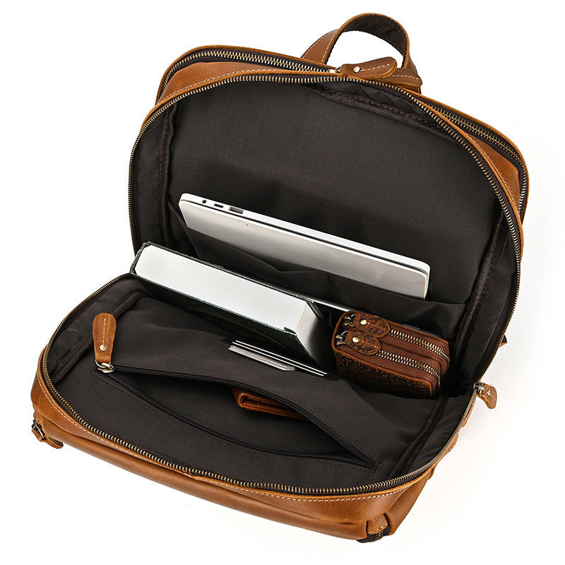 Vintage Men's Cowhide Leather Backpack