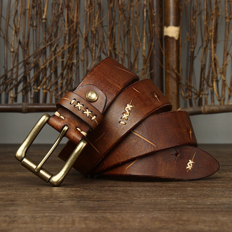 Vintage Cowhide Jeans Belt