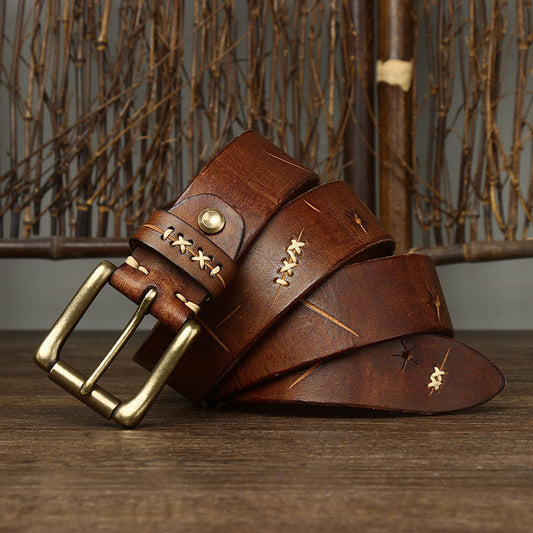 Vintage Cowhide Jeans Belt