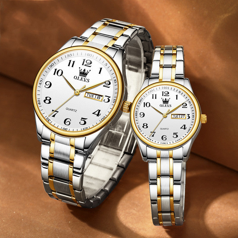 Aged Men's Waterproof Steel Calendar Watch