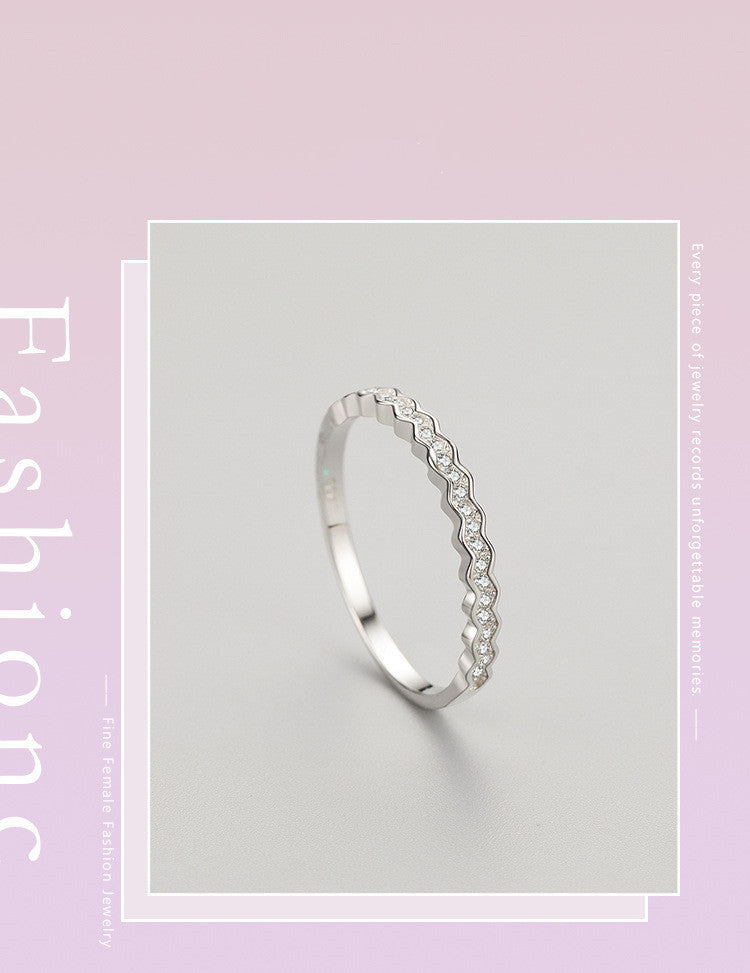 S925 Silver Micro-Set Geometric Ring