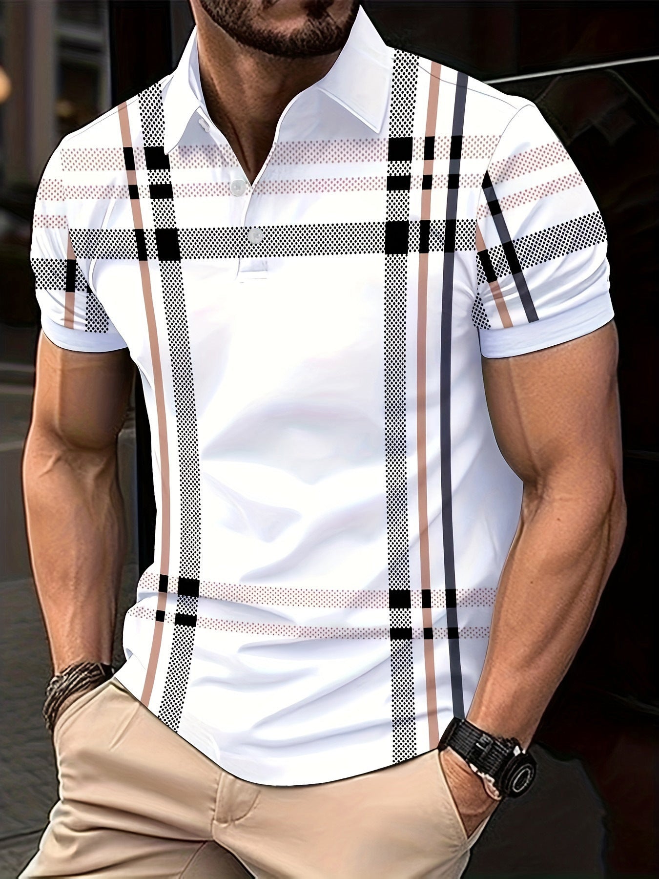 3D Printed Lapel Short Sleeve Pullover