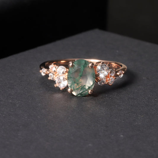 S925 Silver Rose Gemstone Ring
