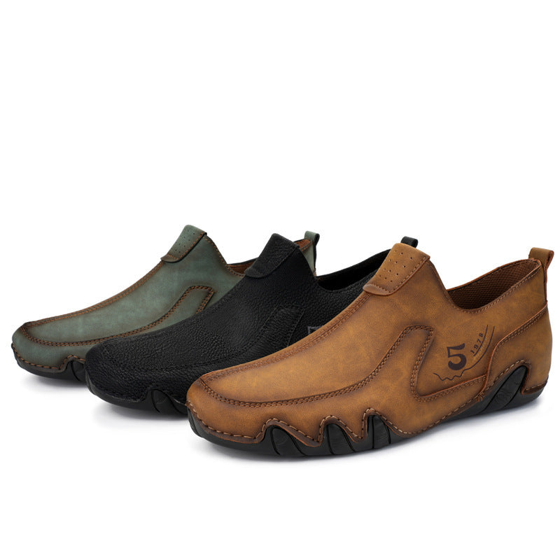 Men's Mid-top Zipper Leather Shoes