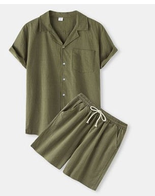 Corduroy Short Sleeve Men's Suit