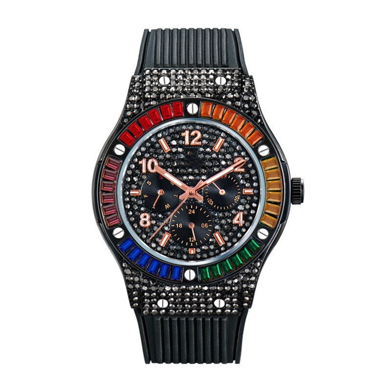 Men’s Waterproof Diamond Silicone Watch