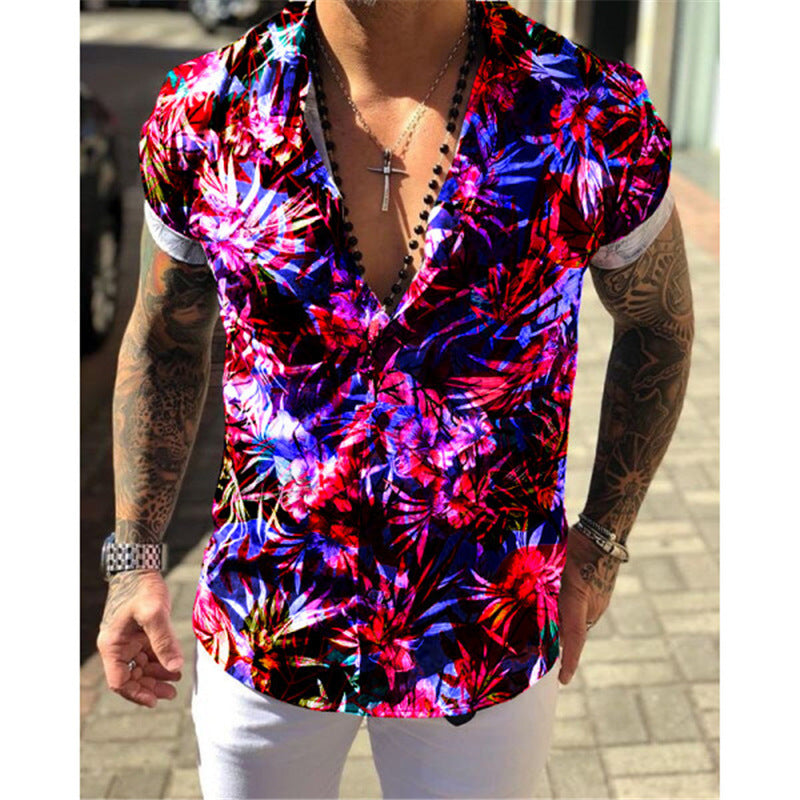 Floral Men's Short Sleeve Shir