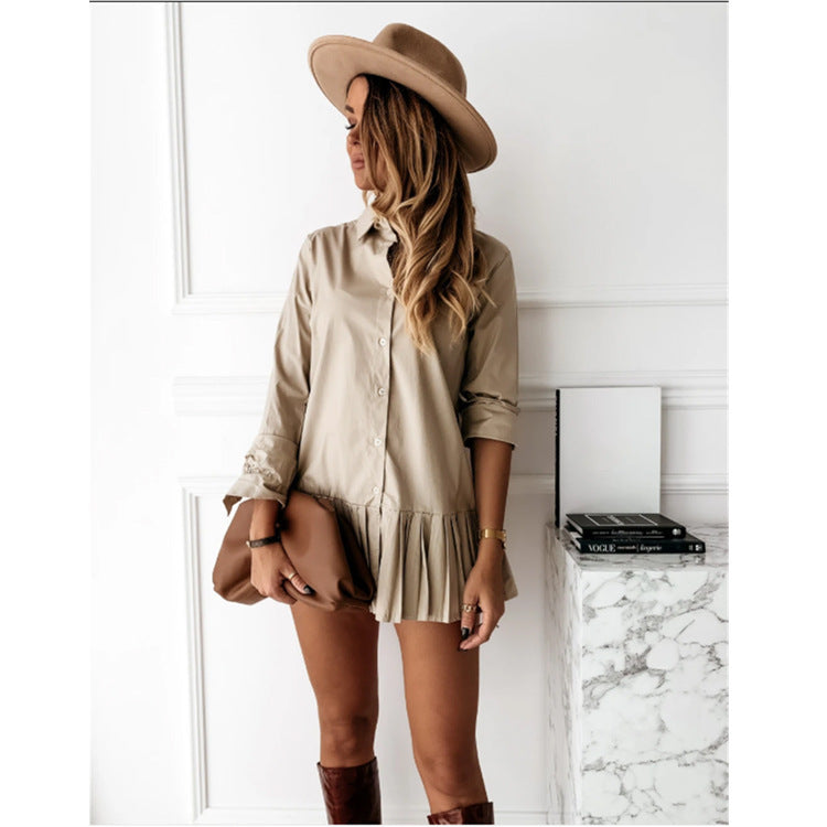 Modern Pleated Shirt Dress