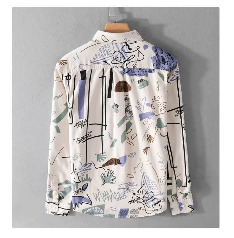 Men's Loose Print Long Sleeve Shirt