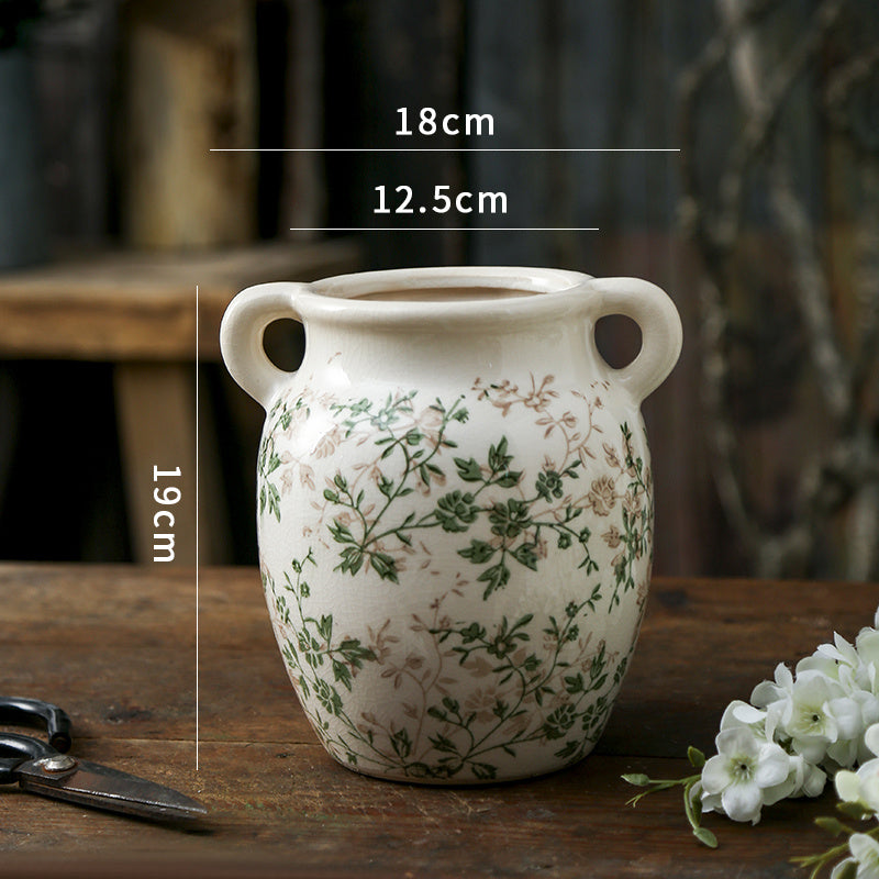 Retro Green Ceramic Vase
