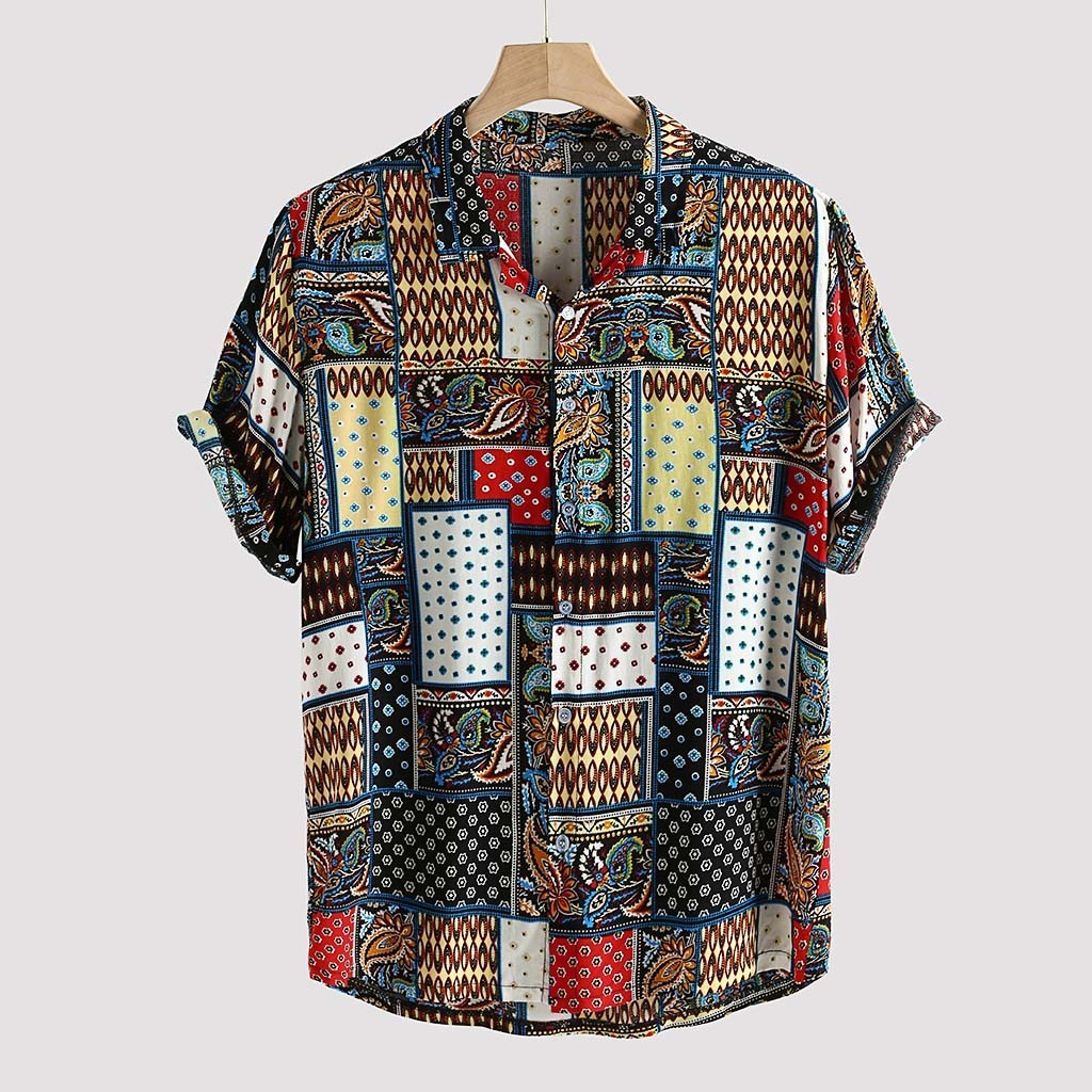 Linen printed short sleeve shirt